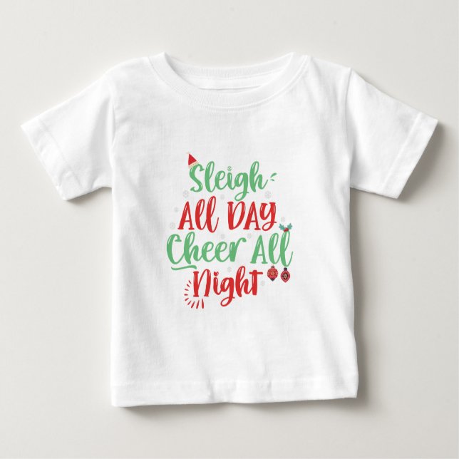 Camiseta Para Bebê Sleigh o dia todo anime a noite toda Engraçado Nat (Frente)