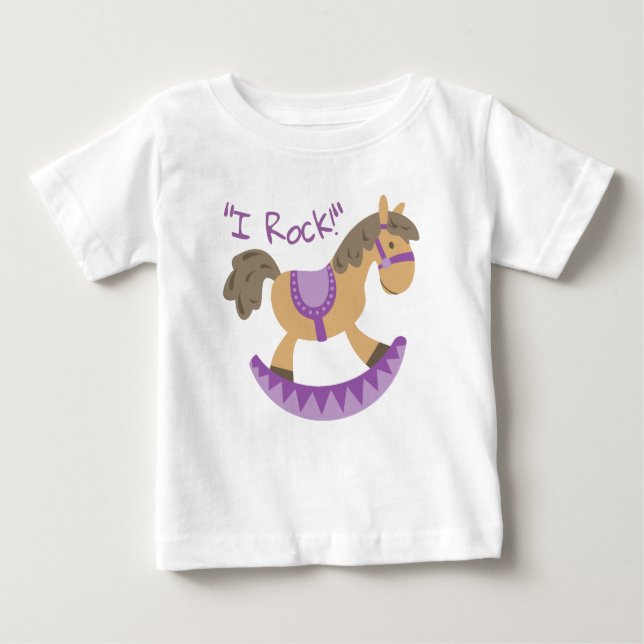 Camiseta Para Bebê Slogan "I Rock" do Cavalo Fogueiro Bonito  (Frente)