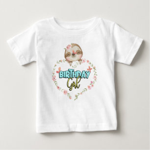 Camiseta Para Bebê Sloth Birthday Girl Sloth Dama presentes