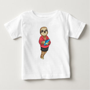 Camiseta Para Bebê Sloth como Secretário com Notepad