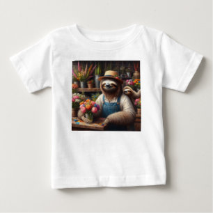 Camiseta Para Bebê Sloth Florist
