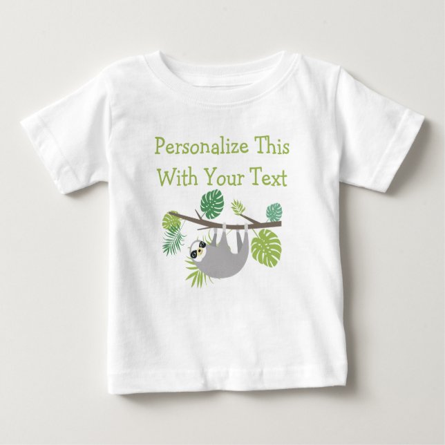 Camiseta Para Bebê Sloth Personalizada de Divertimento de Texto (Frente)