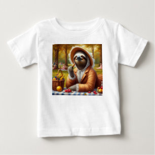 Camiseta Para Bebê Sloth Picnic