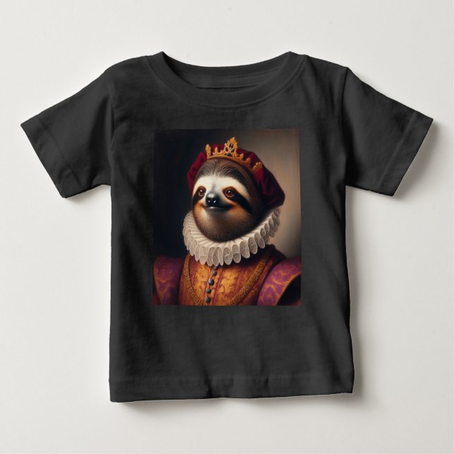 Camiseta Para Bebê Sloth Renaissance King (Frente)