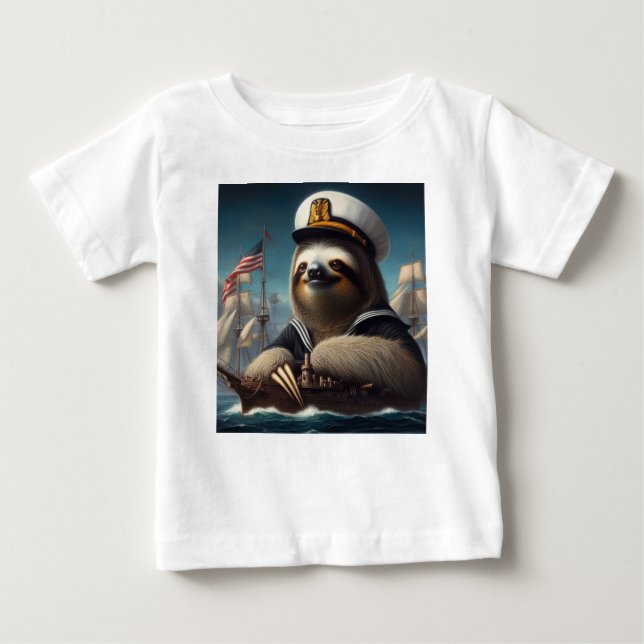 Camiseta Para Bebê Sloth Sailor (Frente)