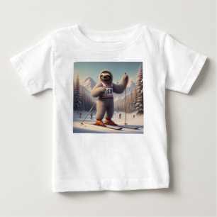 Camiseta Para Bebê Sloth Skiing