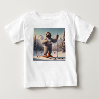Camiseta Para Bebê Sloth Skiing