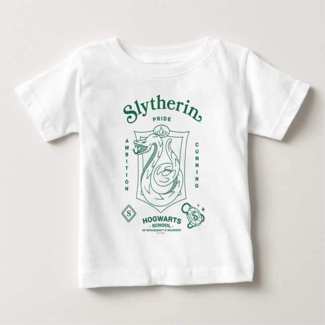 Camiseta Para Bebê SLYTHERIN™ Pride Ambition Cunning Crest (Frente)