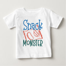 Camiseta Para Bebê Snack Monster Engraçado e bonito Bebê Branco