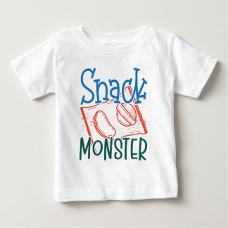 Camiseta Para Bebê Snack Monster Engraçado e bonito Bebê Branco