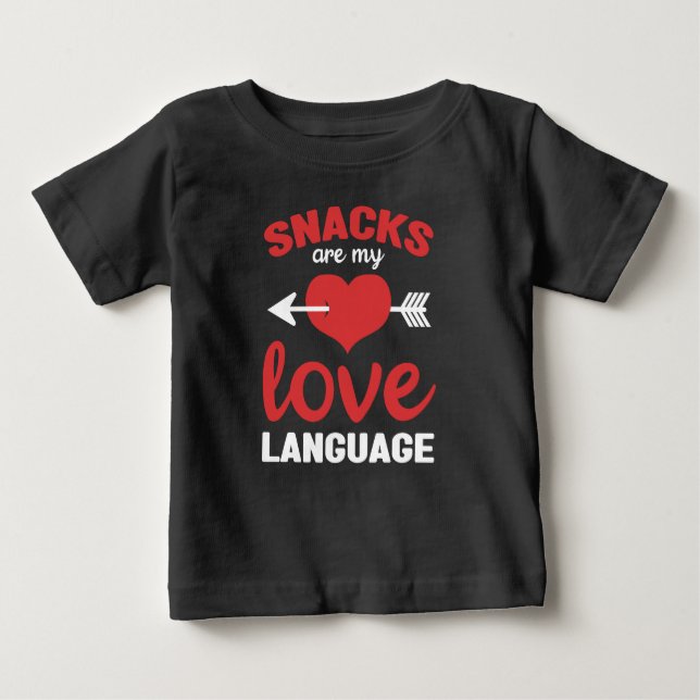 Camiseta Para Bebê Snacks São Minha Língua De Amor, Lanches (Frente)