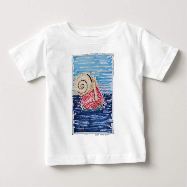 Camiseta Para Bebê Snail on the Strawberry (Frente)