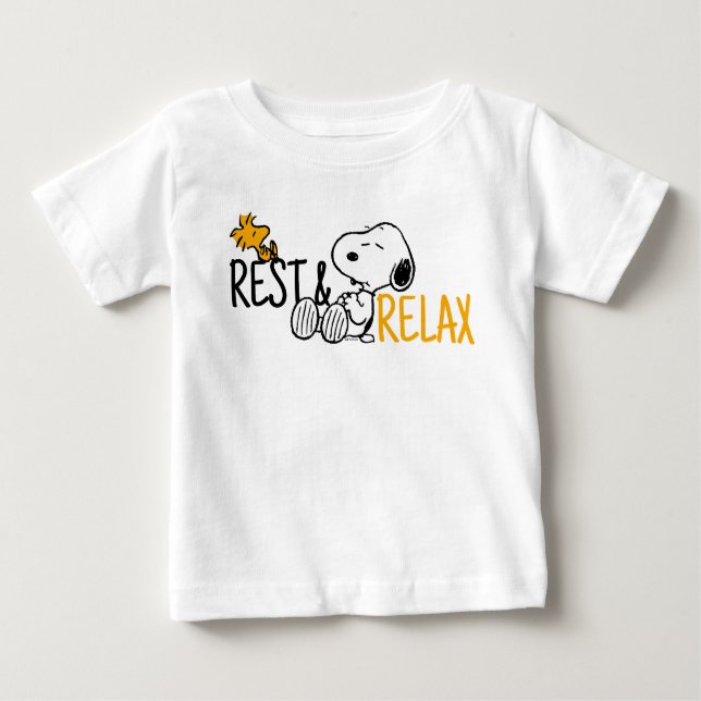 Camiseta Para Bebê Snoopy & Woodstock | Dias Preguiçosos (Frente)