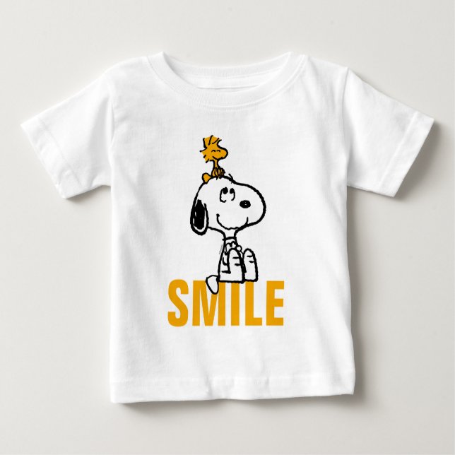 Camiseta Para Bebê Snoopy & Woodstock - Todos os sorrisos (Frente)