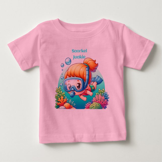 Camiseta Para Bebê Snorkel junkie gal (Frente)