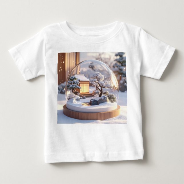 Camiseta Para Bebê Snow Globe Serenity – Japanese House in Winter Sti (Frente)