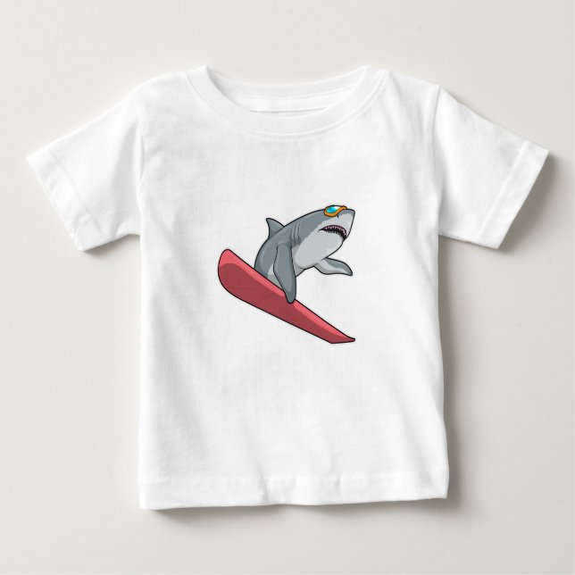 Camiseta Para Bebê Snowboard de Shark (Frente)
