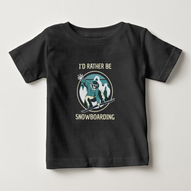 Camiseta Para Bebê Snowboard - Eu Preferencialmente Snowboard (Frente)