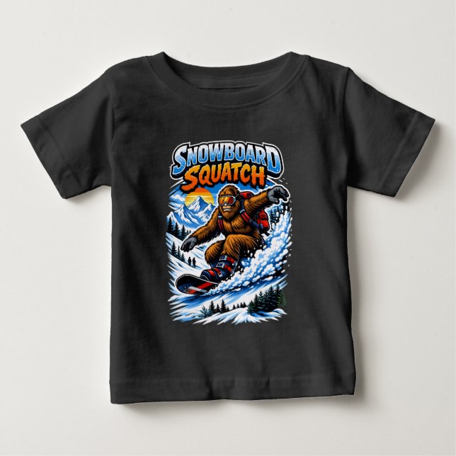 Camiseta Para Bebê Snowboard Squatch – Divertido Bigfoot andando de s (Frente)