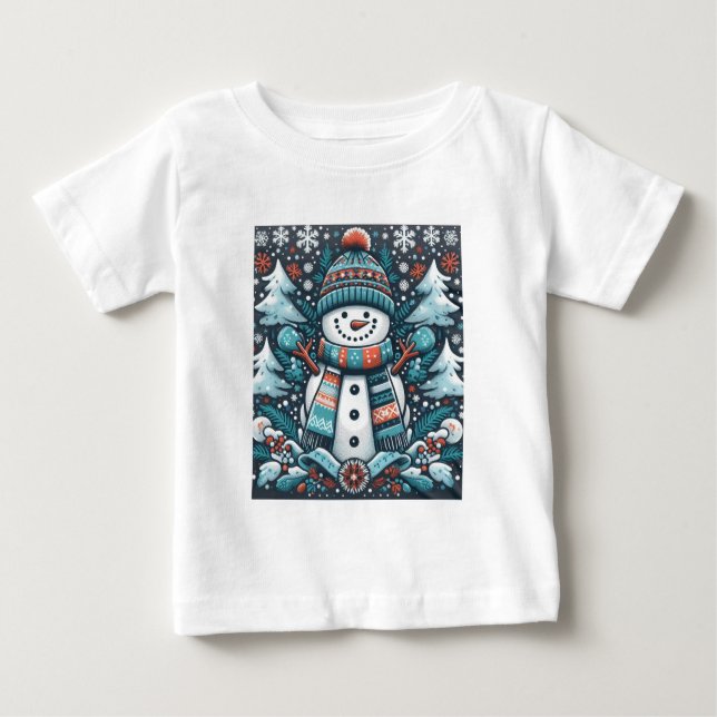 Camiseta Para Bebê Snowman (Frente)