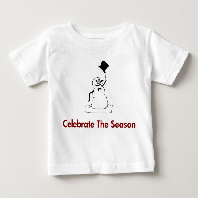 Camiseta Para Bebê Snowman Celebra A Estação (Frente)
