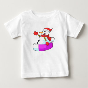 Camiseta Para Bebê Snowman como Snowboarder com Sonowboard.PNG