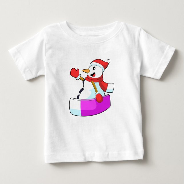 Camiseta Para Bebê Snowman como Snowboarder com Sonowboard.PNG (Frente)
