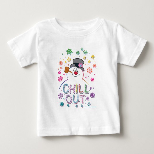 Camiseta Para Bebê Snowman™ congelado | Colunas do arco-íris "Frio-Fr (Frente)