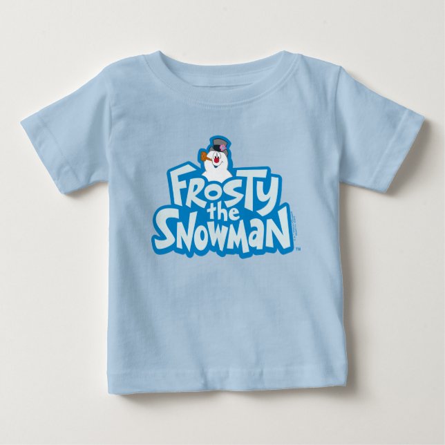 Camiseta Para Bebê Snowman™ congelado | Logotipo empilhado congelado (Frente)