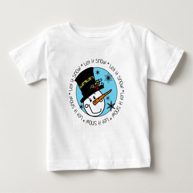 Camiseta Para Bebê Snowman Deixa-o nevar Feriados de Natal (Frente)