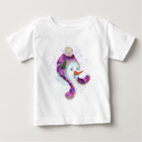 Snowman Em Beanie Hat Engraçado T-Shirt Bebê