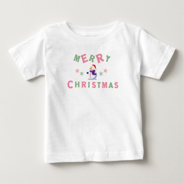 Camiseta Para Bebê Snowman Felry Natal (Frente)