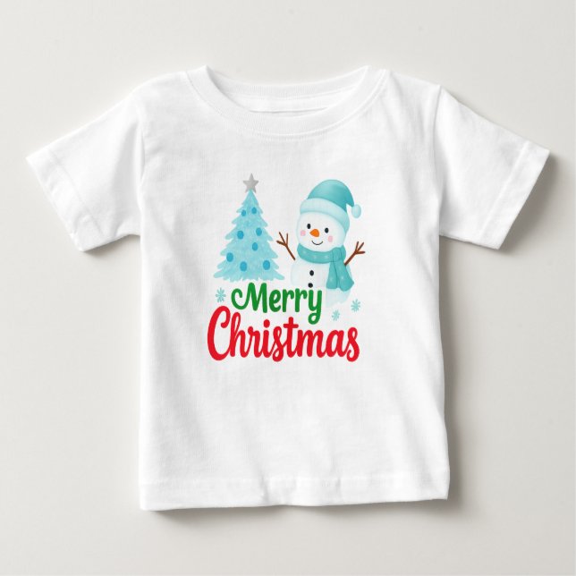 Camiseta Para Bebê Snowman Holiday Cheer (Frente)