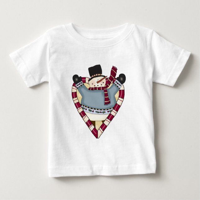 Camiseta Para Bebê Snowman Love T-shirts e presentes (Frente)