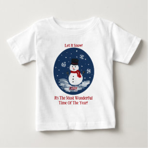 Camiseta Para Bebê Snowman Maravilhoso Ano de PERSONALIZAÇÃO