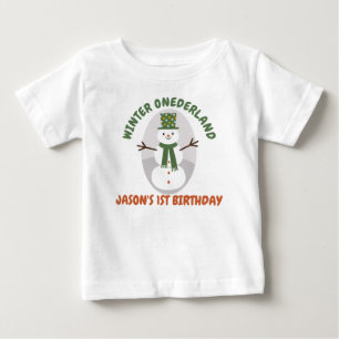 Camiseta Para Bebê Snowman Winter Onederland primeiro aniversario T-S
