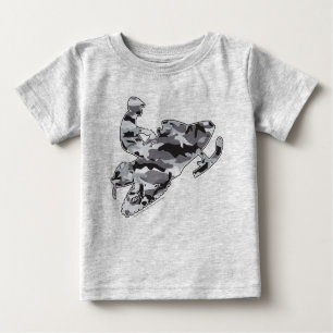 Camiseta Para Bebê Snowmobiler na Camuflagem de Cinzas