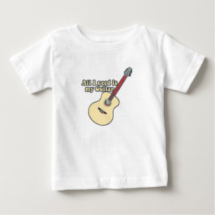 Camiseta Para Bebê Só preciso da minha guitarra. Palavras positivas. 