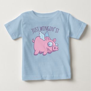 Camiseta Para Bebê Só Voando Mesmo Porco Voador Derpy
