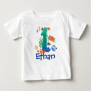 Camiseta Para Bebê Sob o diafragma do primeiro aniversario marinho