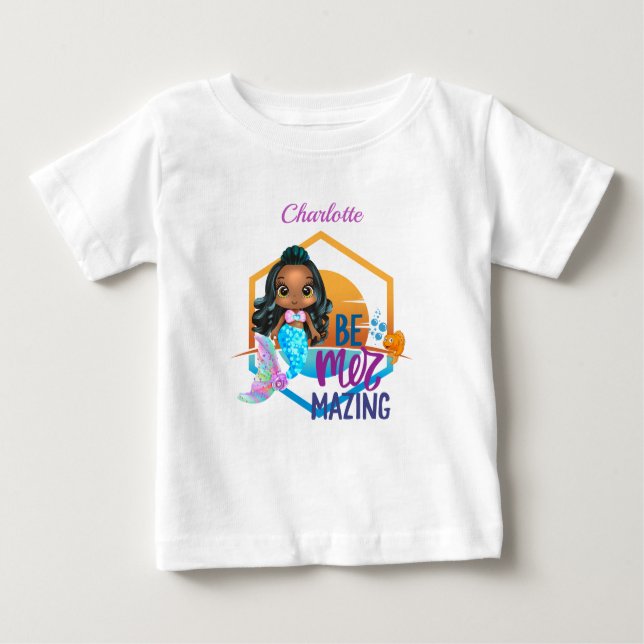 Camiseta Para Bebê Sob o Mar Ser Mer-maravilhoso Sereia Personalizado (Frente)