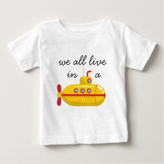 Camiseta Para Bebê Sob o Mar, Submarino Amarelo
