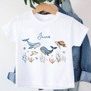 Camiseta Para Bebê Sob o menino do mar