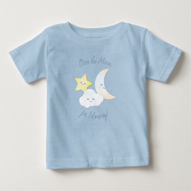 Camiseta Para Bebê Sobre a Lua e as Estrelas (Frente)
