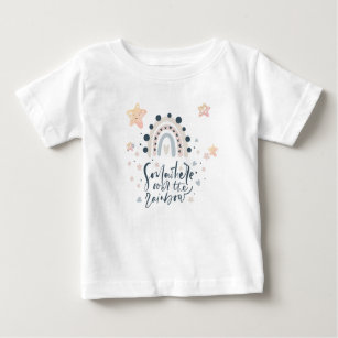 Camiseta Para Bebê Sobre As Estrelas Rainbow Watercolor Rainbow Heart