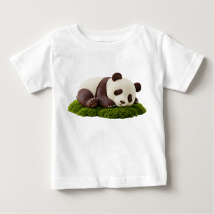Camiseta Para Bebê Sobremesa de Chocolate Branco Panda de Luxo