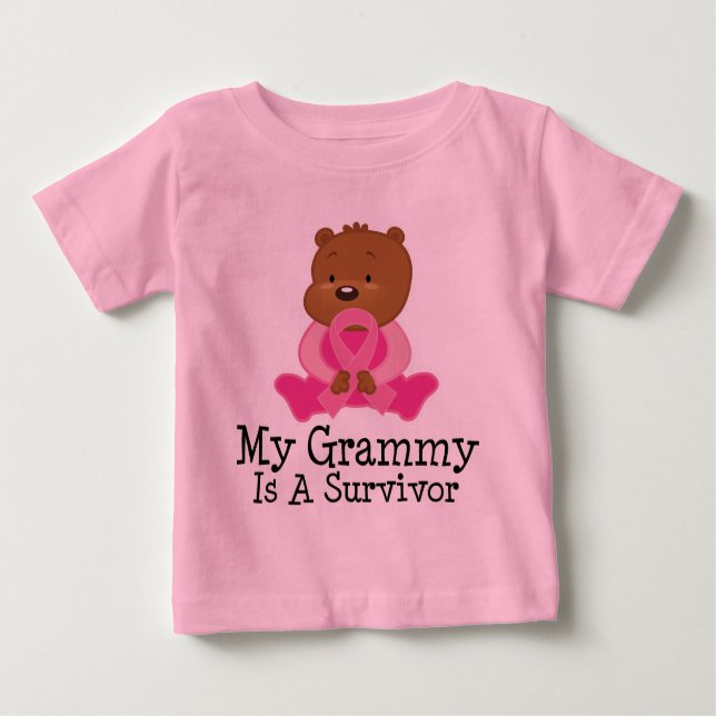 Camiseta Para Bebê Sobrevivente Grammy do cancro da mama (Frente)
