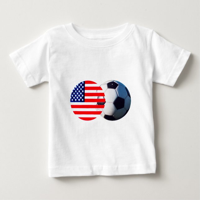 Camiseta Para Bebê Soccer Ball & USA Flag MUSEUM Zazzle (Frente)