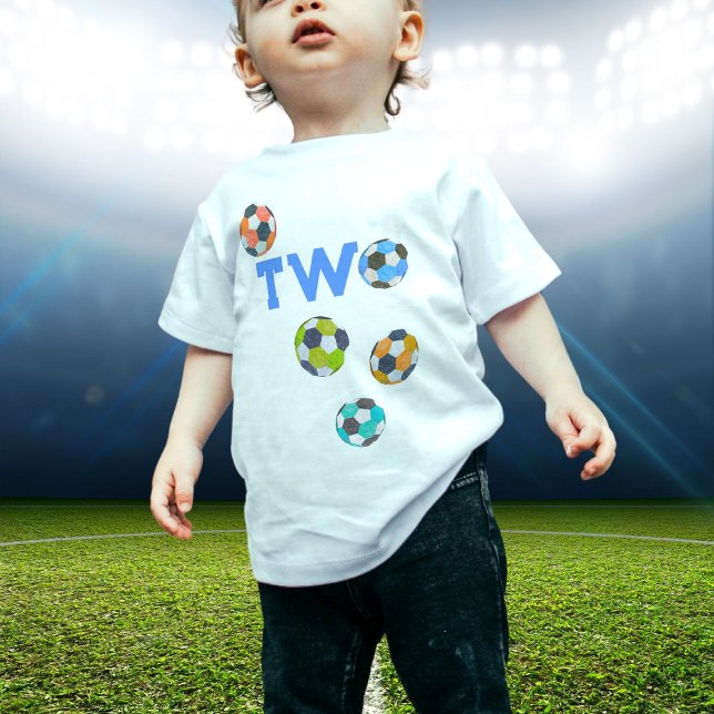 Camiseta Para Bebê Soccer Bola Dois Segundo Aniversário (Criador carregado)