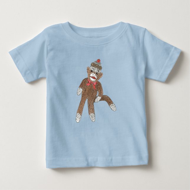 Camiseta Para Bebê Sock Monkey criança (Frente)